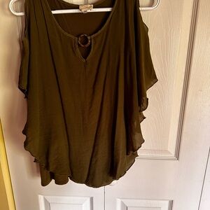 Elegant Olive Women's Blouse with Ring Detail